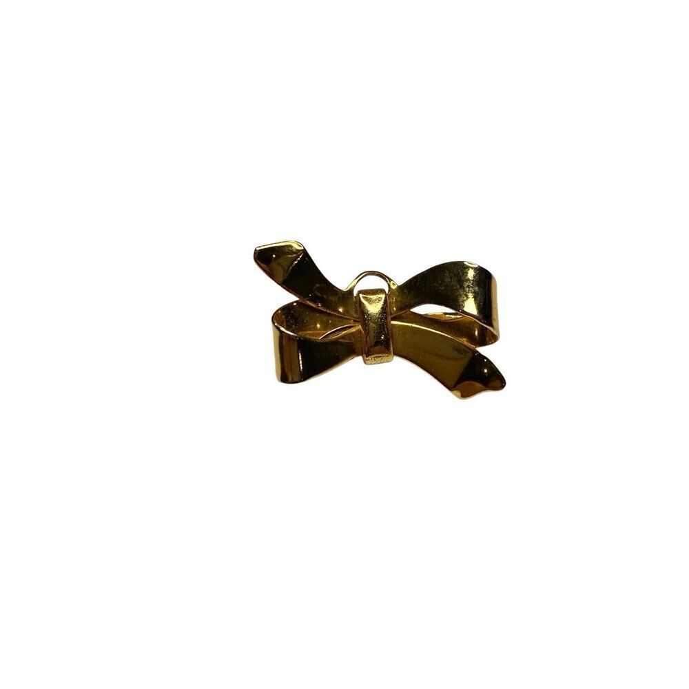 Vintage Gold Tone Bow Brooch Ribbon Pin Retro Classic Style 1 Inch Jewelry